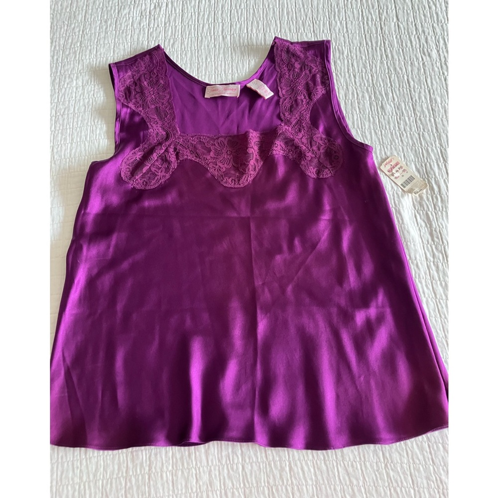 NWT Vintage fuchsia silk camisole w/square neckline - Picture 1 of 6
